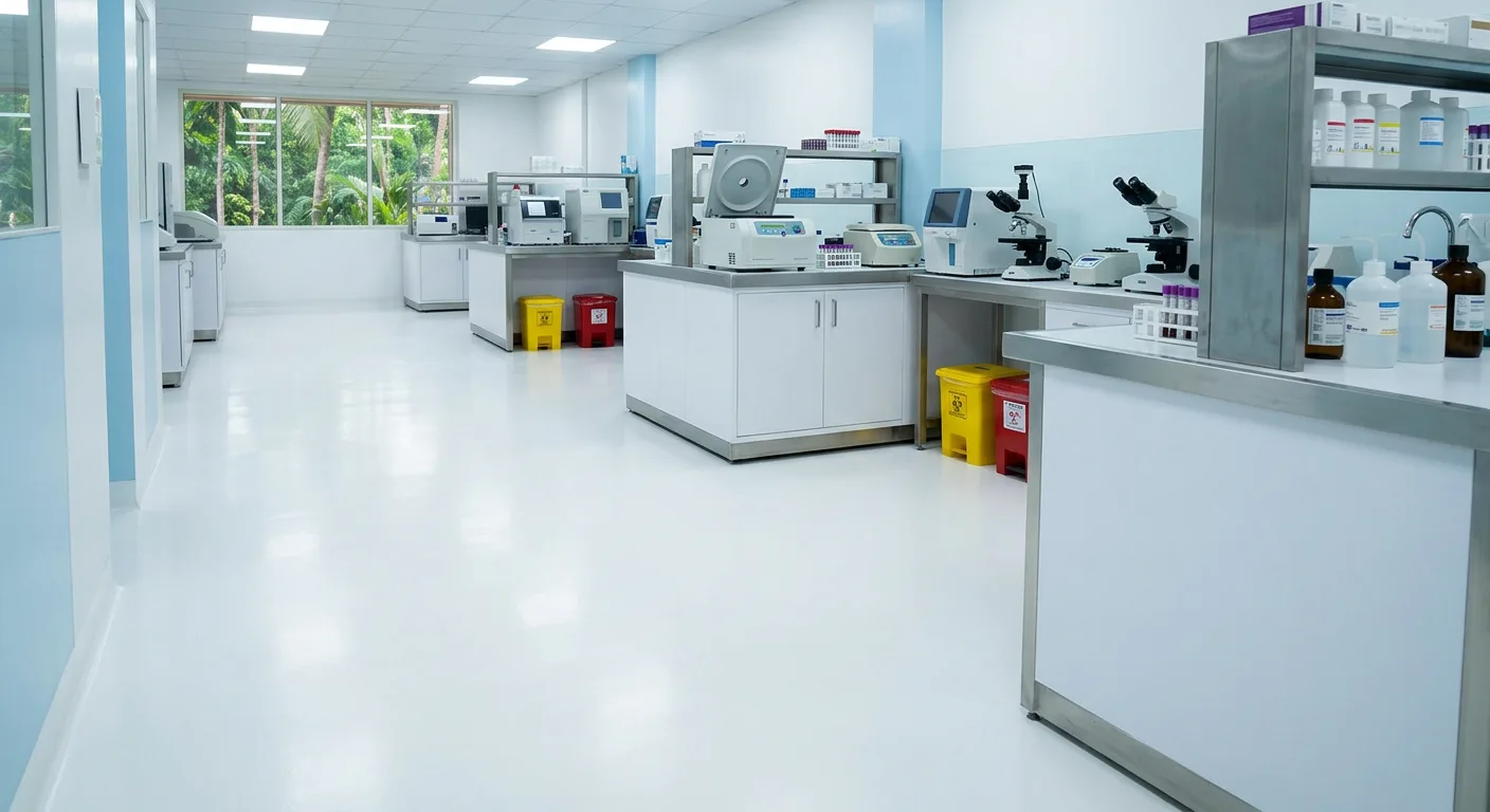 Hospital pathology lab seamless epoxy floor at Chalakudy